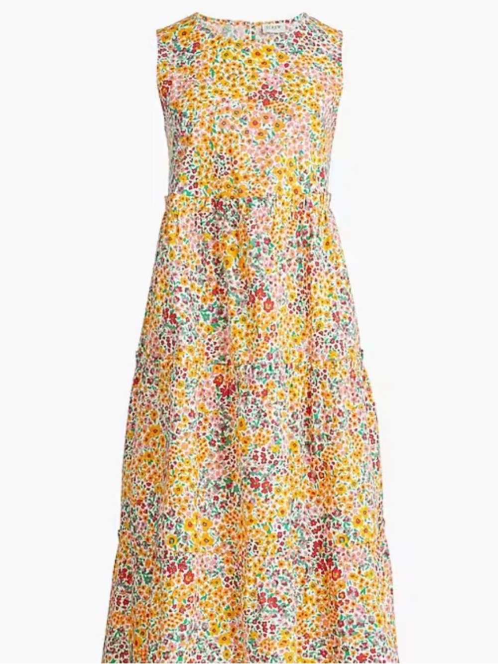 J CREW floral ditzy maxi dress multi colored yellow base size 2 (XS/S) cotton